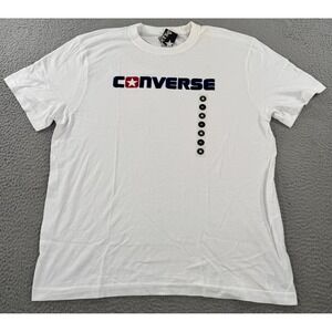 Converse Shirt Men's XL White Casual Crew Neck Spell-Out Logo Graphic Tee